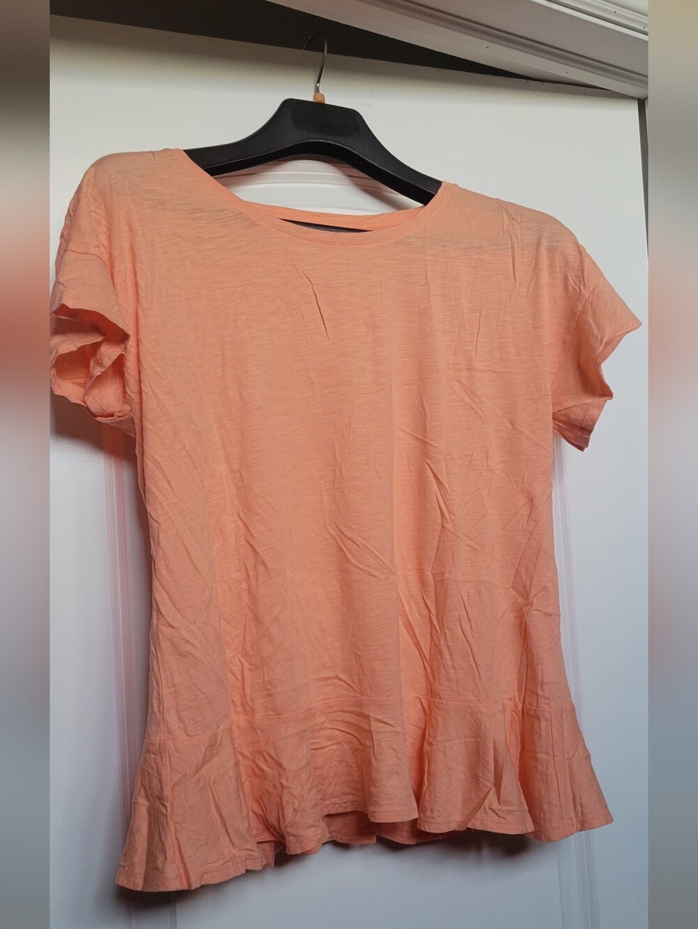 Lands' End Peach Short Sleeve Ruffle-Hem Tee